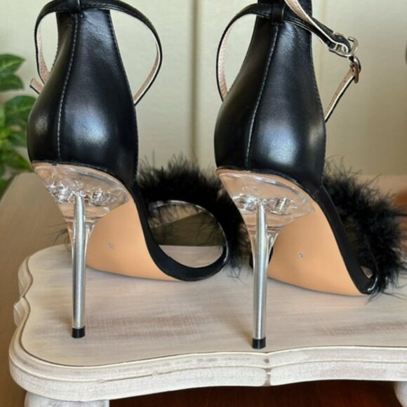Eriken Urben WOMEN'S STRAPPY BLACK HEELS WITH FEATHERS Size 8 - Picture 5 of 15